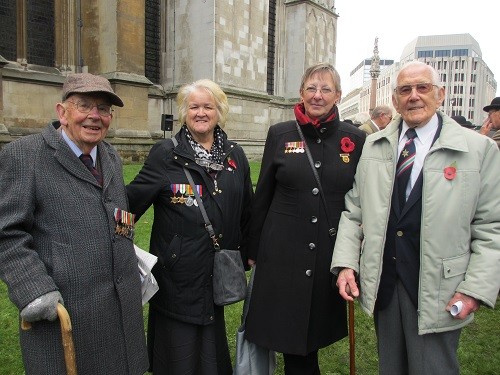 Veteran Derek Mant, Maureen Hanlan, Mary Tidy and veteran Tom Gatford